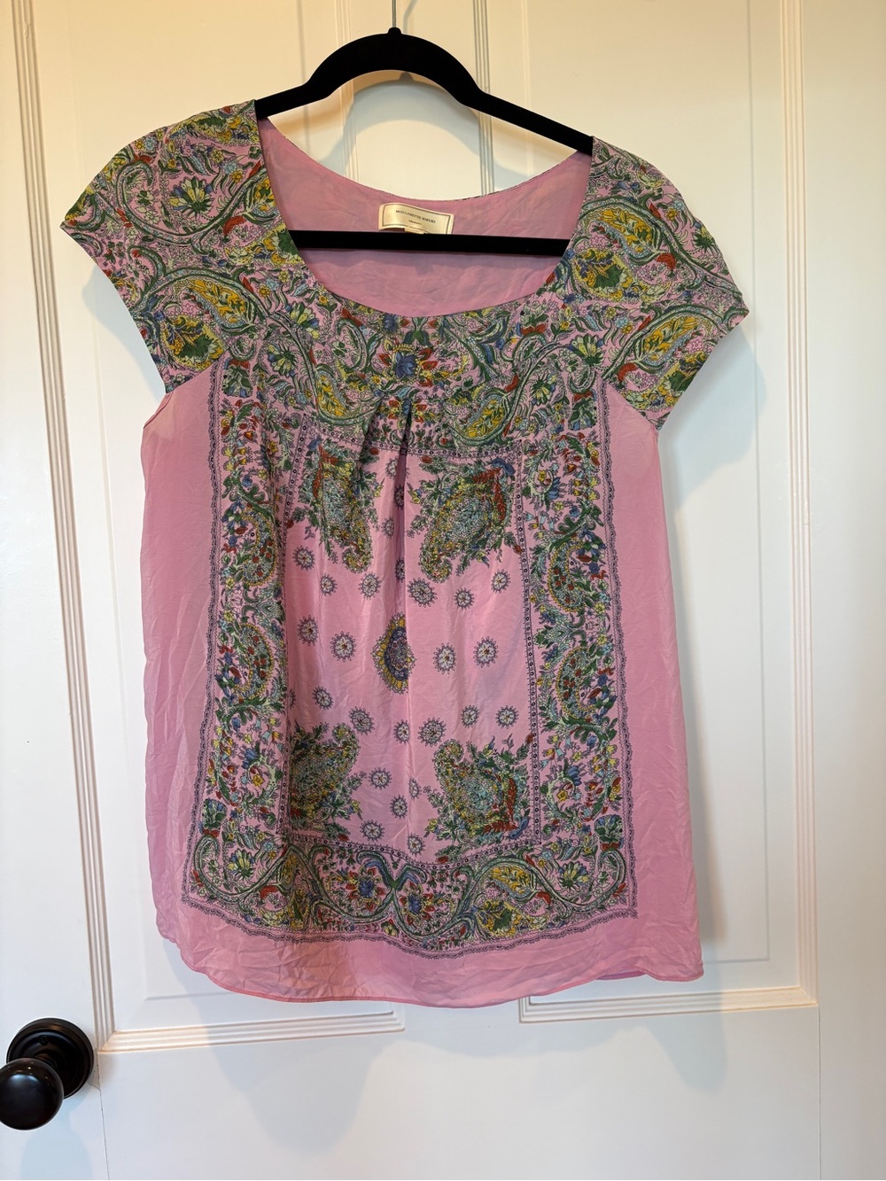 Anthropologie Silk Pink Paisley Top